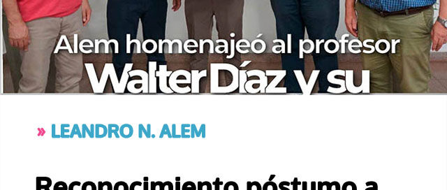 Reconocimiento póstumo a un referente de la memoria histórica local